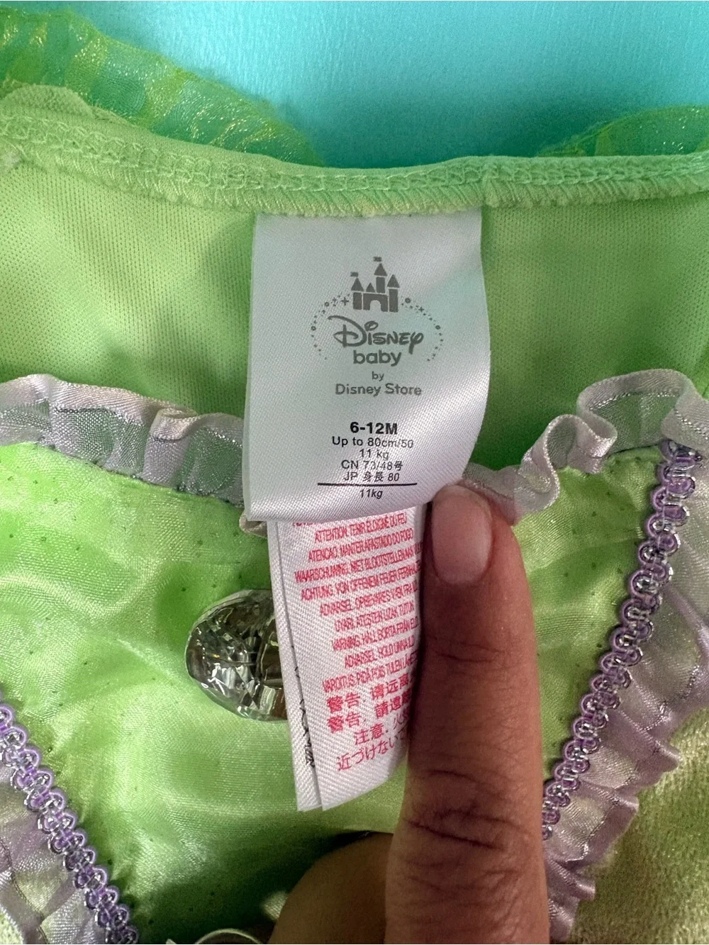 Disney Green and Purple Tinker Bell Fairy Costume Dress